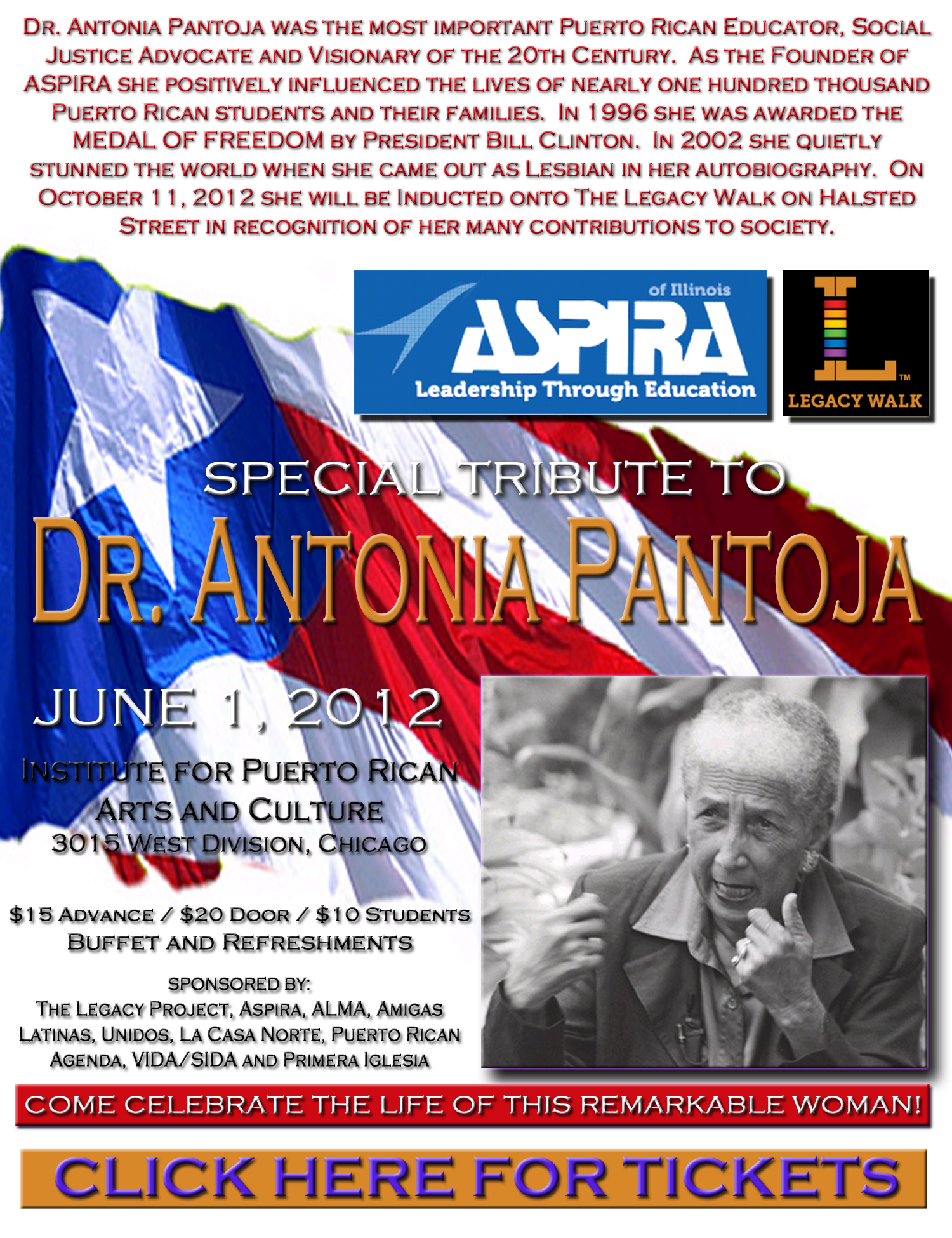 LEGACY PROJECT PRESENTS A Special Tribute to Dra. Antonia Pantoja 2012
